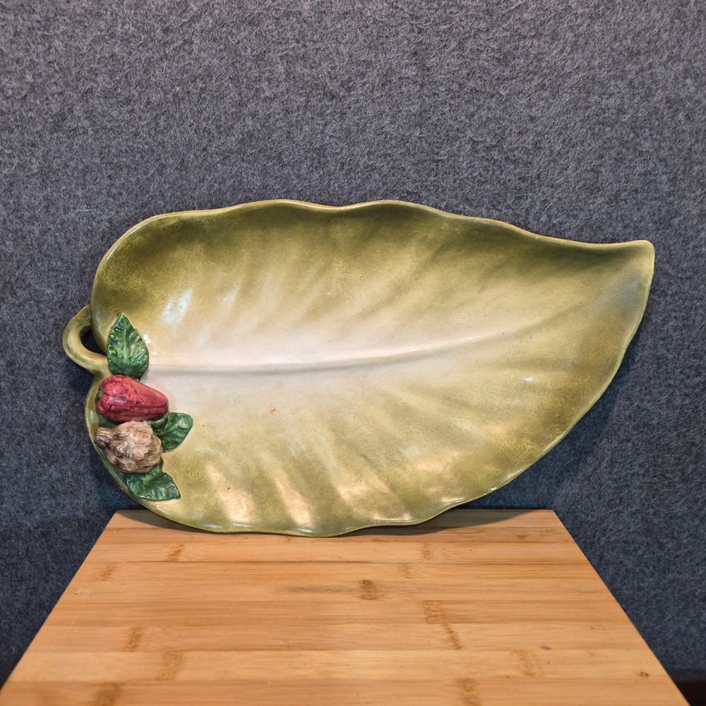 VTG MCM Nove Majolica Leaf Serving Platter Vintage 50s Retro Italian Italy
